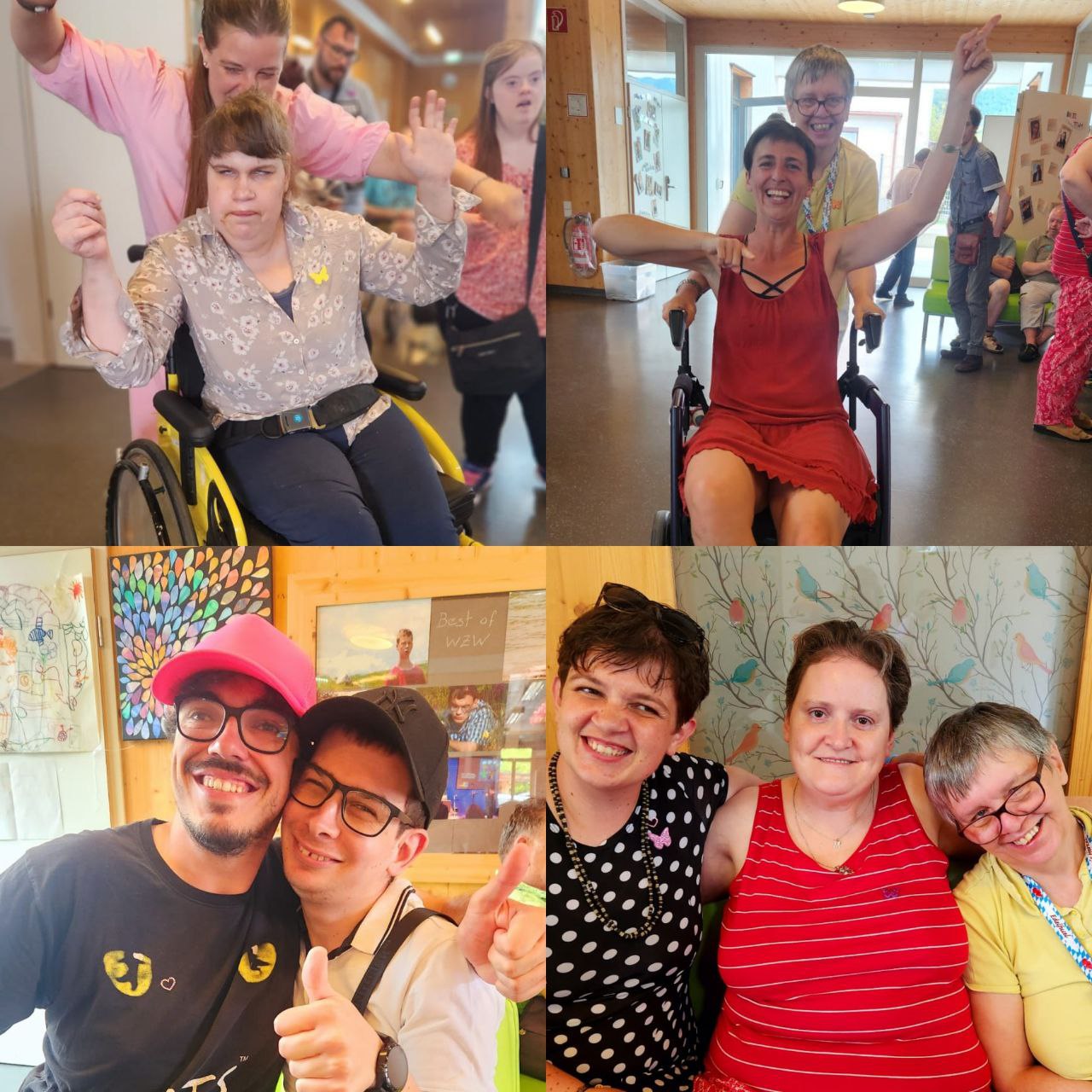 Kollage von 4 Fotos von Menschen mit verschiendenen Abilities beim Tanzen
